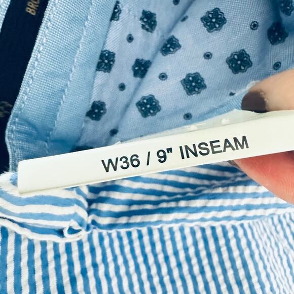 Brooks Brothers Mens Seersucker Bermuda Shorts Size 36 Blue Striped 9" Nautical - Picture 11 of 12